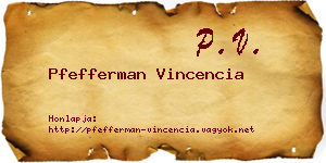 Pfefferman Vincencia névjegykártya